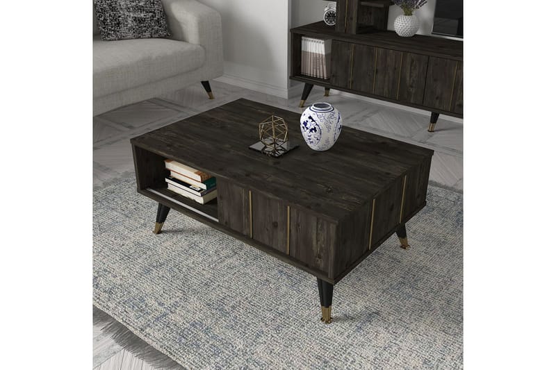 Ægte Sofabord 90 cm - Mørkebrun - Sofabord