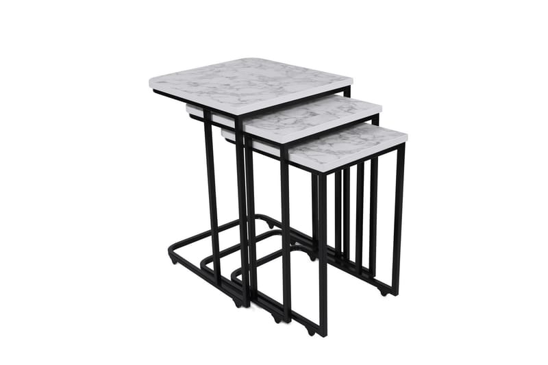 Nagako Sett med Bord Hvit/Sort - Hanah Home - Møbler - Borde - Sofabord