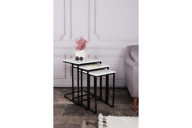 Nagako Sett med Bord Hvit/Sort - Hanah Home - Møbler - Borde - Sofabord