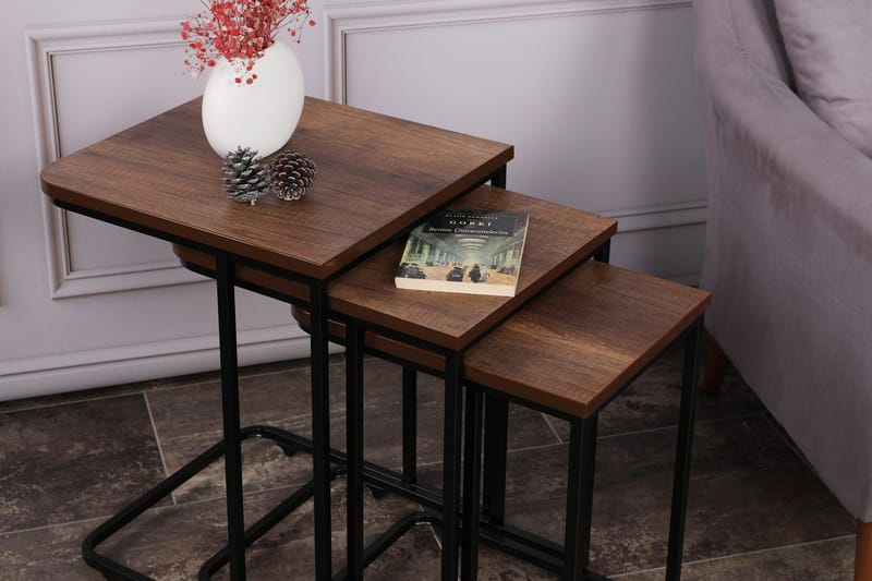 Nagako Sett med Bord Brun/Sort - Hanah Home - Møbler - Borde - Sofabord