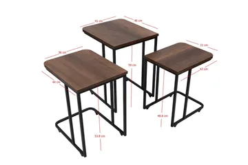 Nagako Sett med Bord Brun/Sort - Hanah Home - Møbler - Borde - Sofabord