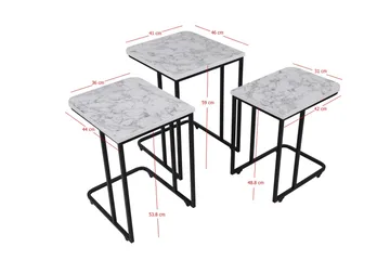 Nagako Sett med Bord Hvit/Sort - Hanah Home - Møbler - Borde - Sofabord