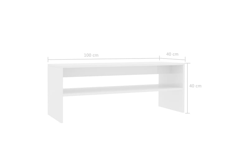 sofabord 100 x 40 x 40 cm spånplade hvid højglans - Sofabord
