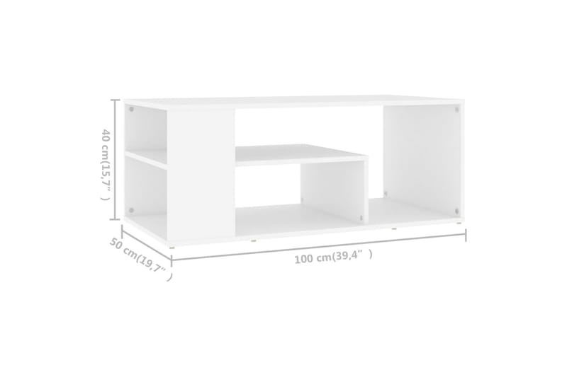 sofabord 100x50x40 cm spånplade hvid - Hvid - Sofabord