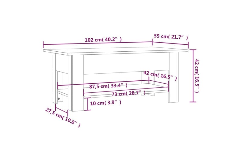 sofabord 102x55x42 cm spånplade hvid - Hvid - Møbler - Borde - Sofabord
