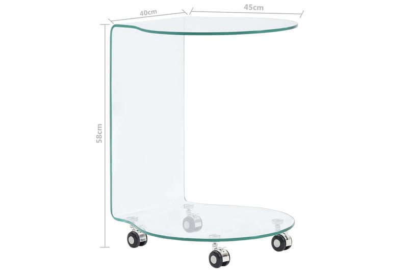 sofabord 45 x 40 x 58 cm hærdet glas transparent - Sofabord