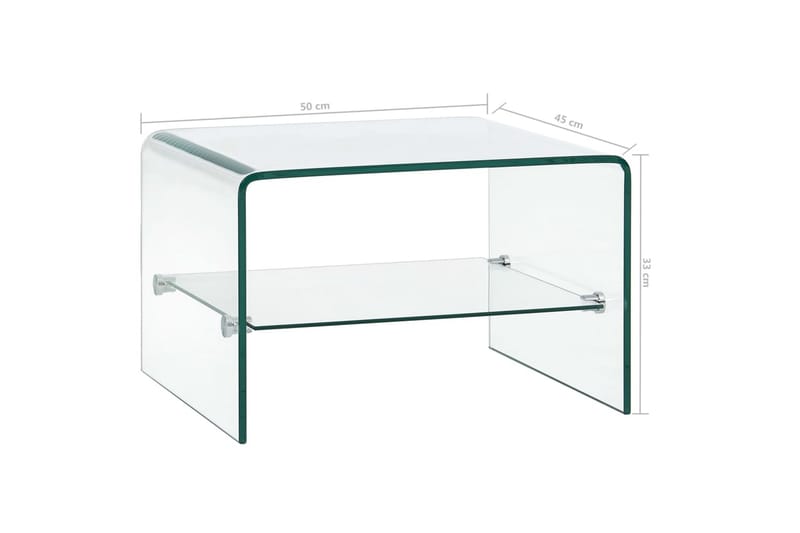 sofabord 50 x 45 x 33 cm hærdet glas transparent - Sofabord