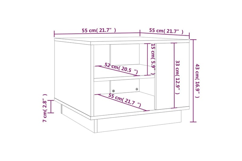 sofabord 55x55x43 cm spånplade betongrå - Grå - Sofabord