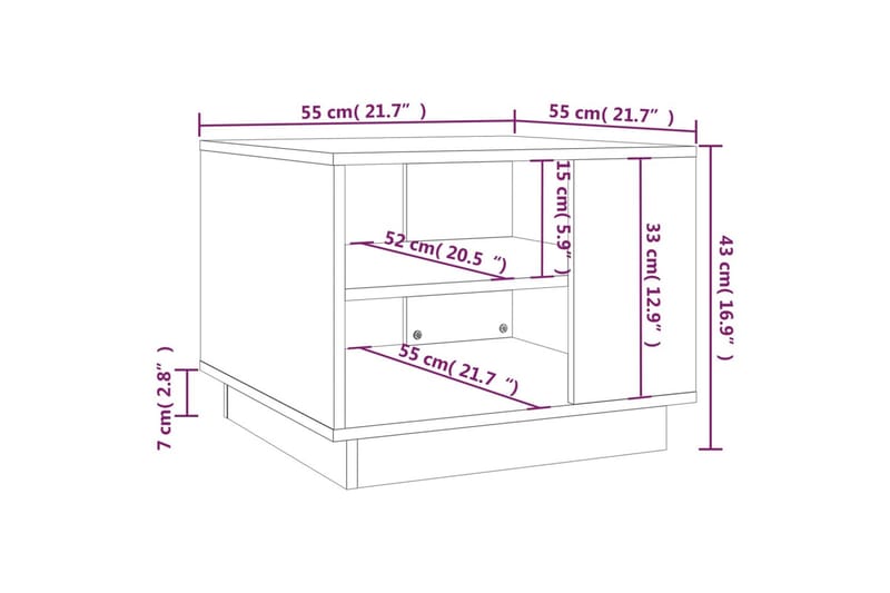 sofabord 55x55x43 cm spånplade hvid - Hvid - Sofabord