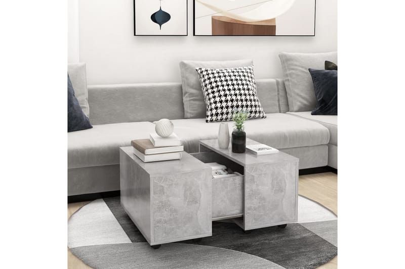 sofabord 60x60x38 cm spånplade betongrå - Grå - Sofabord