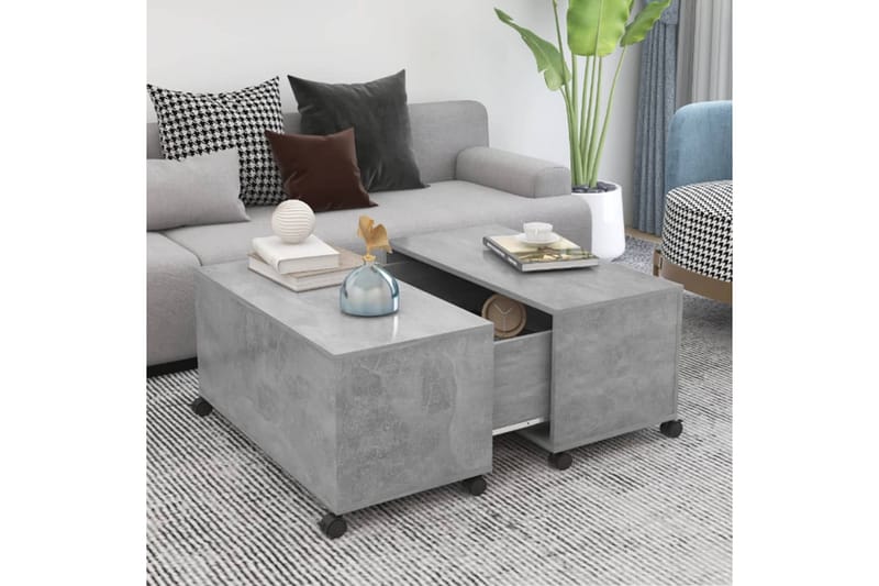 sofabord 75x75x38 cm spånplade betongrå - Grå - Møbler - Borde - Sofabord