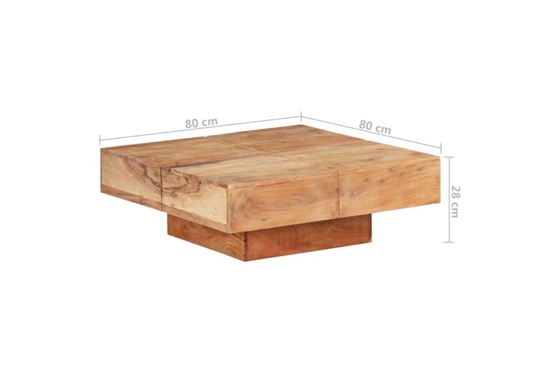 sofabord 80x80x28 cm massivt akacietræ - Brun - Møbler - Borde - Sofabord