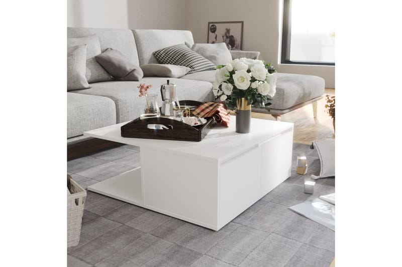 sofabord 80x80x31 cm spånplade hvid - Hvid - Sofabord