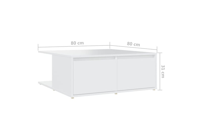 sofabord 80x80x31 cm spånplade hvid - Hvid - Sofabord