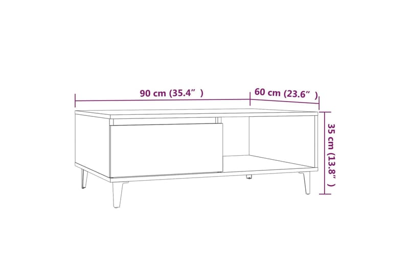 sofabord 90x60x35 cm spånplade grå sonoma-eg - Grå - Møbler - Borde - Sofabord