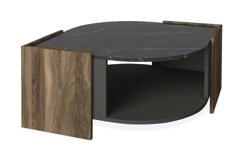 Abbye Sofabord 75 cm - Valnøddebrun/Grå/Sort - Møbler - Borde - Sofabord