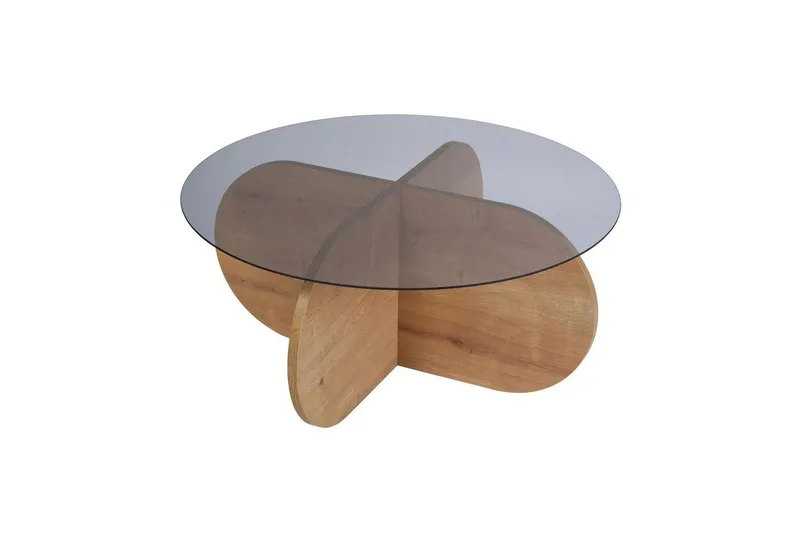 Sofabord Aeris 75 cm med Glasplade - Safir Eg / Røget - Møbler - Borde - Sofabord