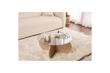 Sofabord Aeris 75 cm med Glasplade - Safir Eg / Røget - Møbler - Borde - Sofabord