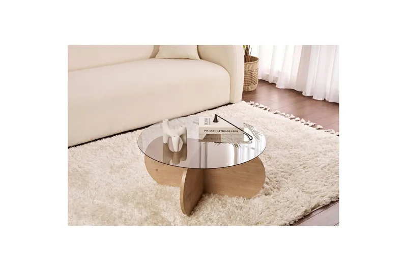 Sofabord Aeris 75 cm med Glasplade - Safir Eg / Røget - Møbler - Borde - Sofabord