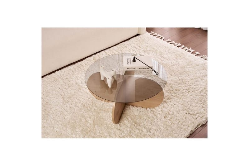 Sofabord Aeris 75 cm med Glasplade - Safir Eg / Røget - Møbler - Borde - Sofabord