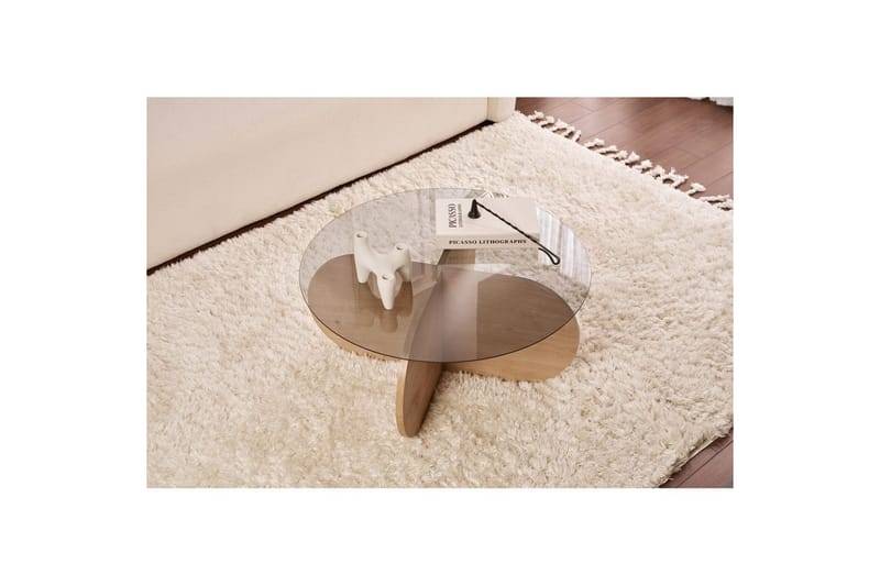 Sofabord Aeris 75 cm med Glasplade - Safir Eg / Røget - Møbler - Borde - Sofabord