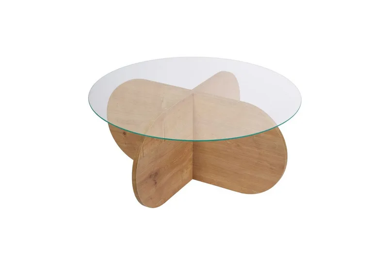 Sofabord Aeris 75 cm med Glasplade - Safir Eg / Transparent - Møbler - Borde - Sofabord