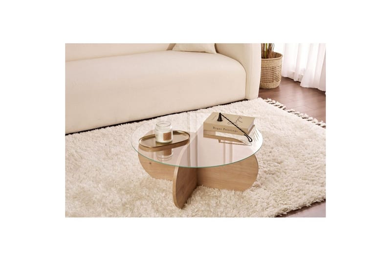 Sofabord Aeris 75 cm med Glasplade - Safir Eg / Transparent - Møbler - Borde - Sofabord