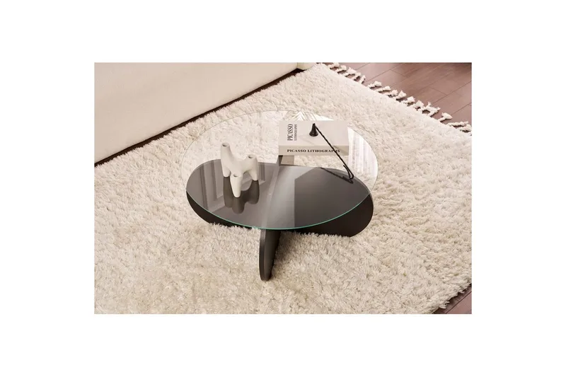 Sofabord Aeris 75 cm med Glasplade - Træ Sort / Røgfarvet - Møbler - Borde - Sofabord