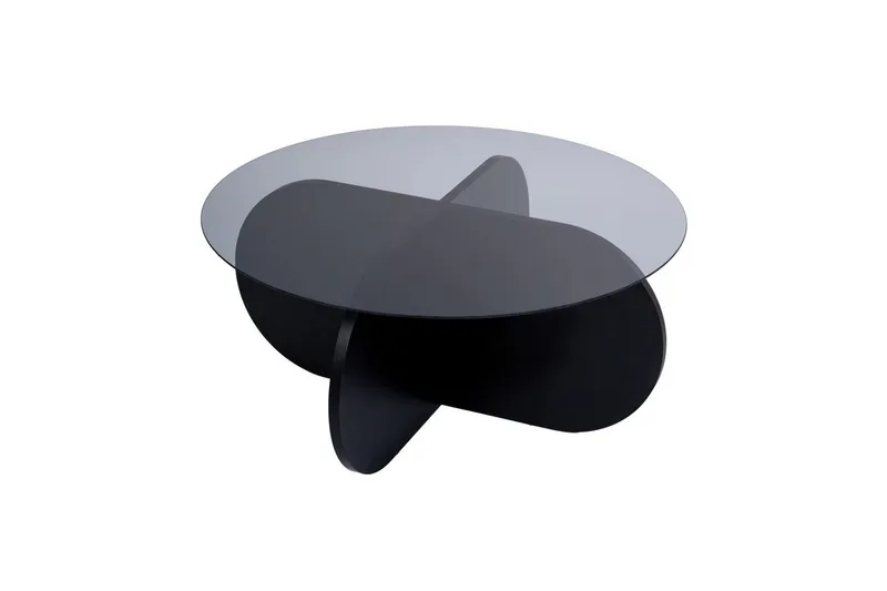 Sofabord Aeris 75 cm med Glasplade - Træ Sort / Røgfarvet - Møbler - Borde - Sofabord