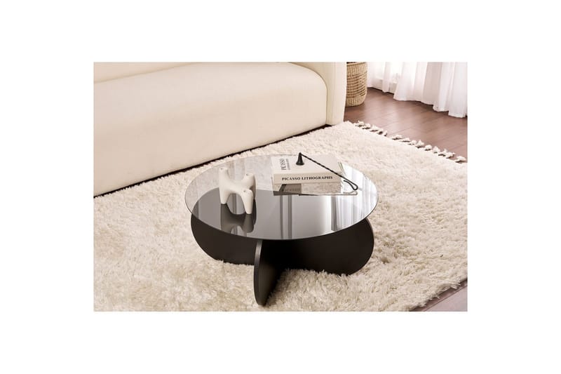 Sofabord Aeris 75 cm med Glasplade - Træ Sort / Transparent - Møbler - Borde - Sofabord