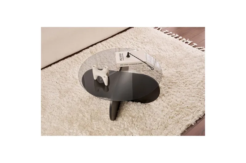 Sofabord Aeris 75 cm med Glasplade - Træ Sort / Transparent - Møbler - Borde - Sofabord