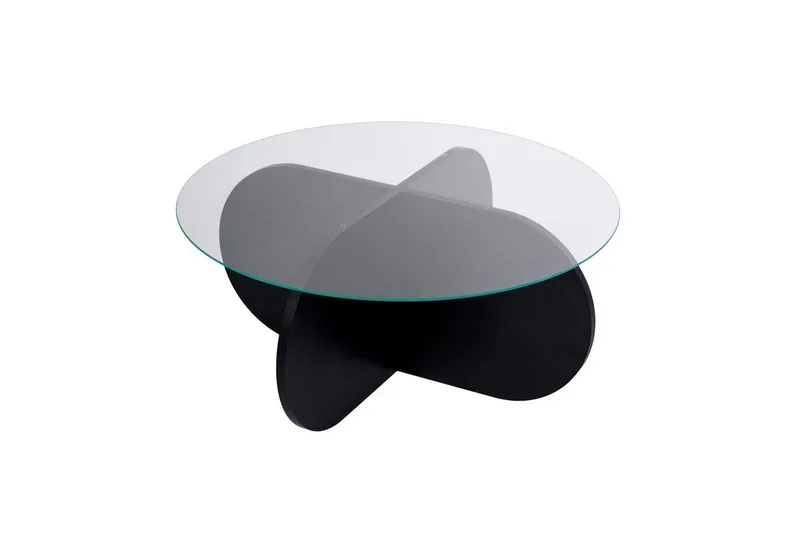 Sofabord Aeris 75 cm med Glasplade, Træ Sort / Transparent