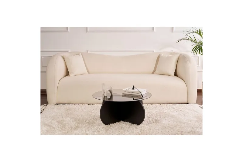 Sofabord Aeris 75 cm med Glasplade - Træ Sort / Transparent - Møbler - Borde - Sofabord