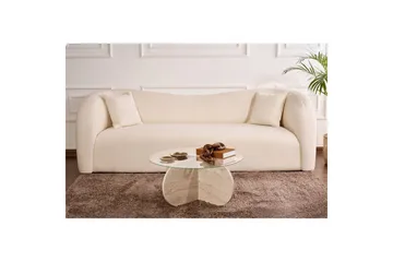 Sofabord Aeris 75 cm med Glasplade - Travertin / Transparent - Møbler - Borde - Sofabord