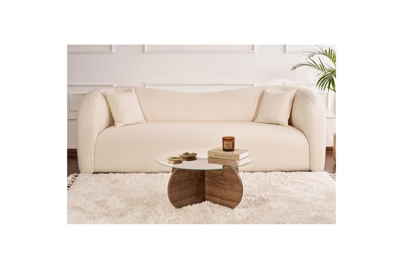 Sofabord Aeris 75 cm med Glasplade - Valnød / Transparent - Møbler - Borde - Sofabord