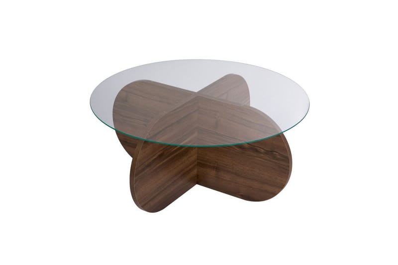 Sofabord Aeris 75 cm med Glasplade - Valnød / Transparent - Møbler - Borde - Sofabord