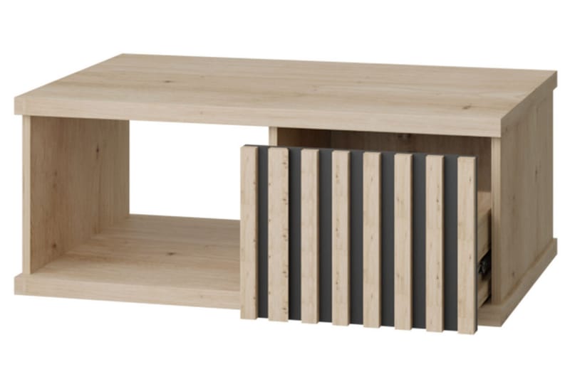 Aldbrough Sofabord 90 cm med Opbevaring Hylde + Skuffe - Træ/Sort - Møbler - Borde - Sofabord