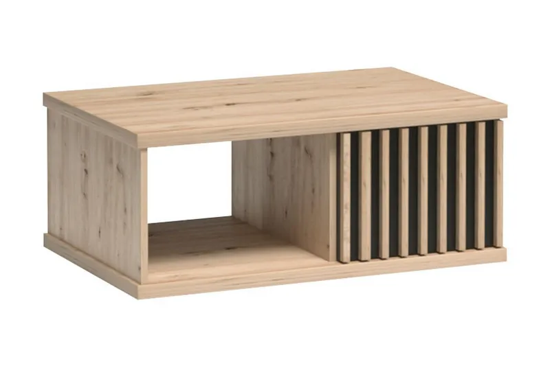 Aldbrough Sofabord 90 cm med Opbevaring Hylde + Skuffe, Træ/Sort
