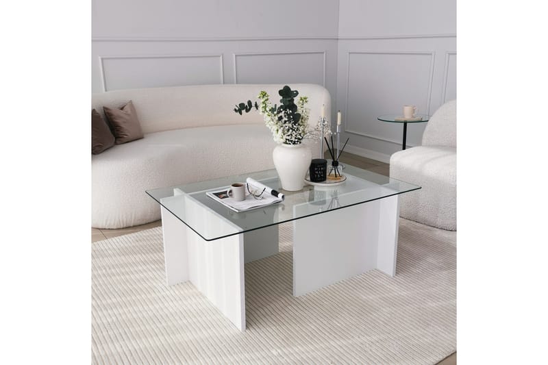 Almasi Sofabord 105x40x105 cm - Hvid - Møbler - Borde - Sofabord