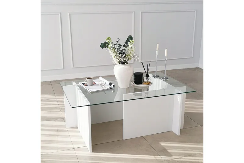 Almasi Sofabord 105x40x105 cm - Hvid - Møbler - Borde - Sofabord