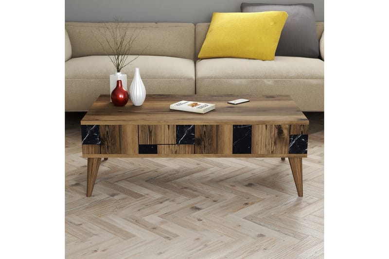 Alsacia Sofabord 105 cm - Mørkebrun/Sort - Sofabord