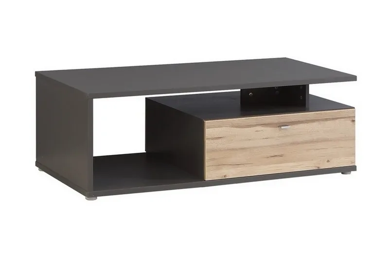 Ameysford Sofabord 120 cm med Opbevaring Hylde + Skuffe, Grå/Brun