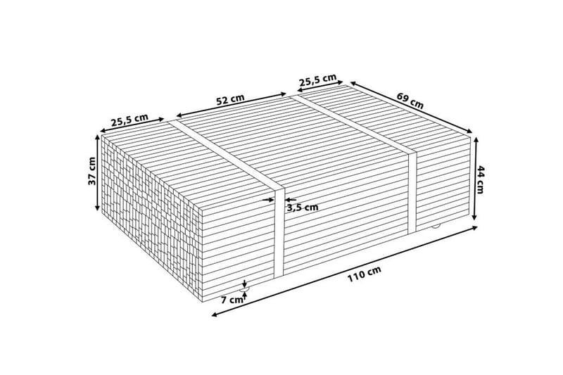 Amlin Sofabord 110 cm på Hjul - Brun/Sort - Sofabord - sofabord med hjul