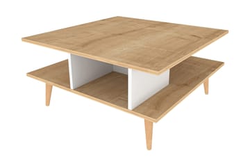 Andifli 89 cm Kvadratisk Sofabord med Hylder i Eg - Beige - Møbler - Borde - Sofabord