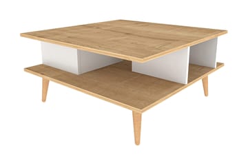 Andifli 89 cm Kvadratisk Sofabord med Hylder i Eg - Beige - Møbler - Borde - Sofabord