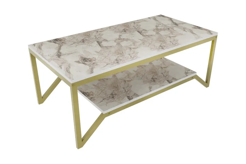 Andifli Sofabord 60x45,8x120 cm - Guld/Hvid - Møbler - Borde - Sofabord