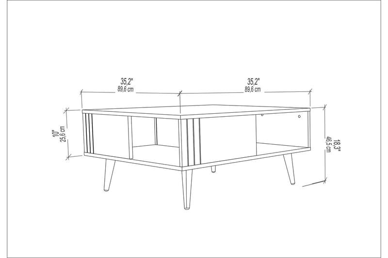 Andifli Sofabord 89,6x46,5x89,6 cm - Hvid - Møbler - Borde - Sofabord
