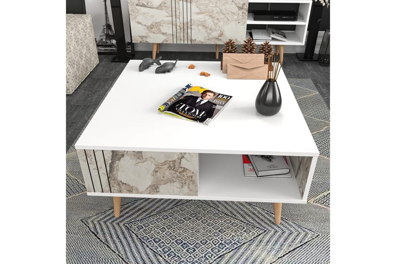 Andifli Sofabord 89,6x46,5x89,6 cm - Hvid - Møbler - Borde - Sofabord