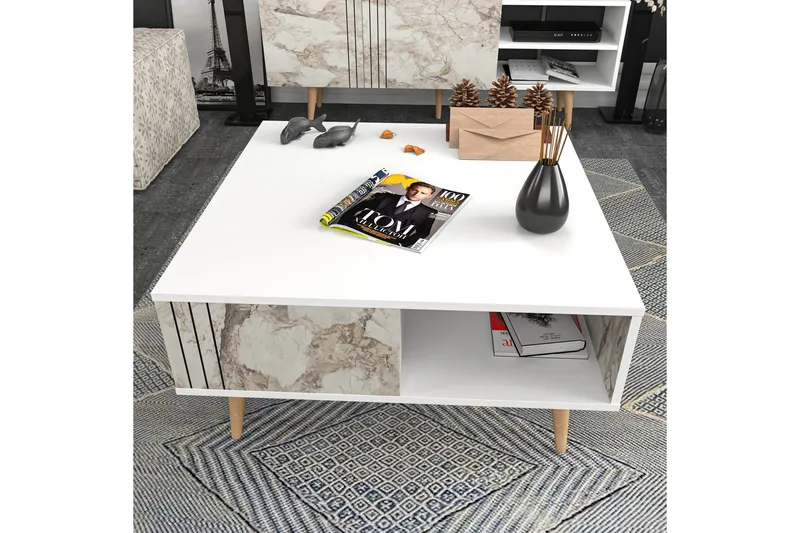 Andifli Sofabord 89,6x46,5x89,6 cm - Hvid - Møbler - Borde - Sofabord