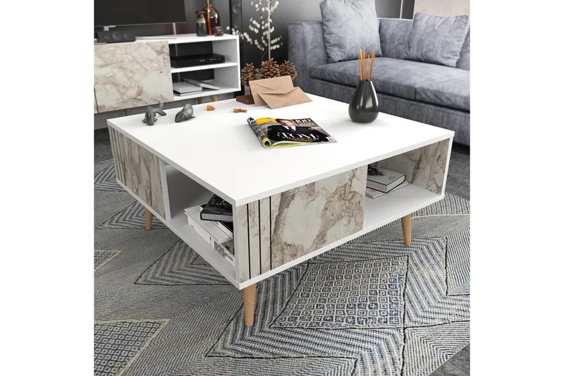 Andifli Sofabord 89,6x46,5x89,6 cm - Hvid - M øbler - Borde - Sofabord